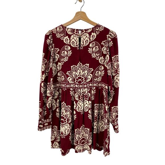 Sezane Andrea Ornamental Print Maroon Mini Dress - Picture 4 of 7